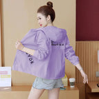 Women's Jacket 2025 New Summer Sun Protection Thin Coat Zipper Hooded Loose Windbreaker Jackets Famale Basic Coats Outwear