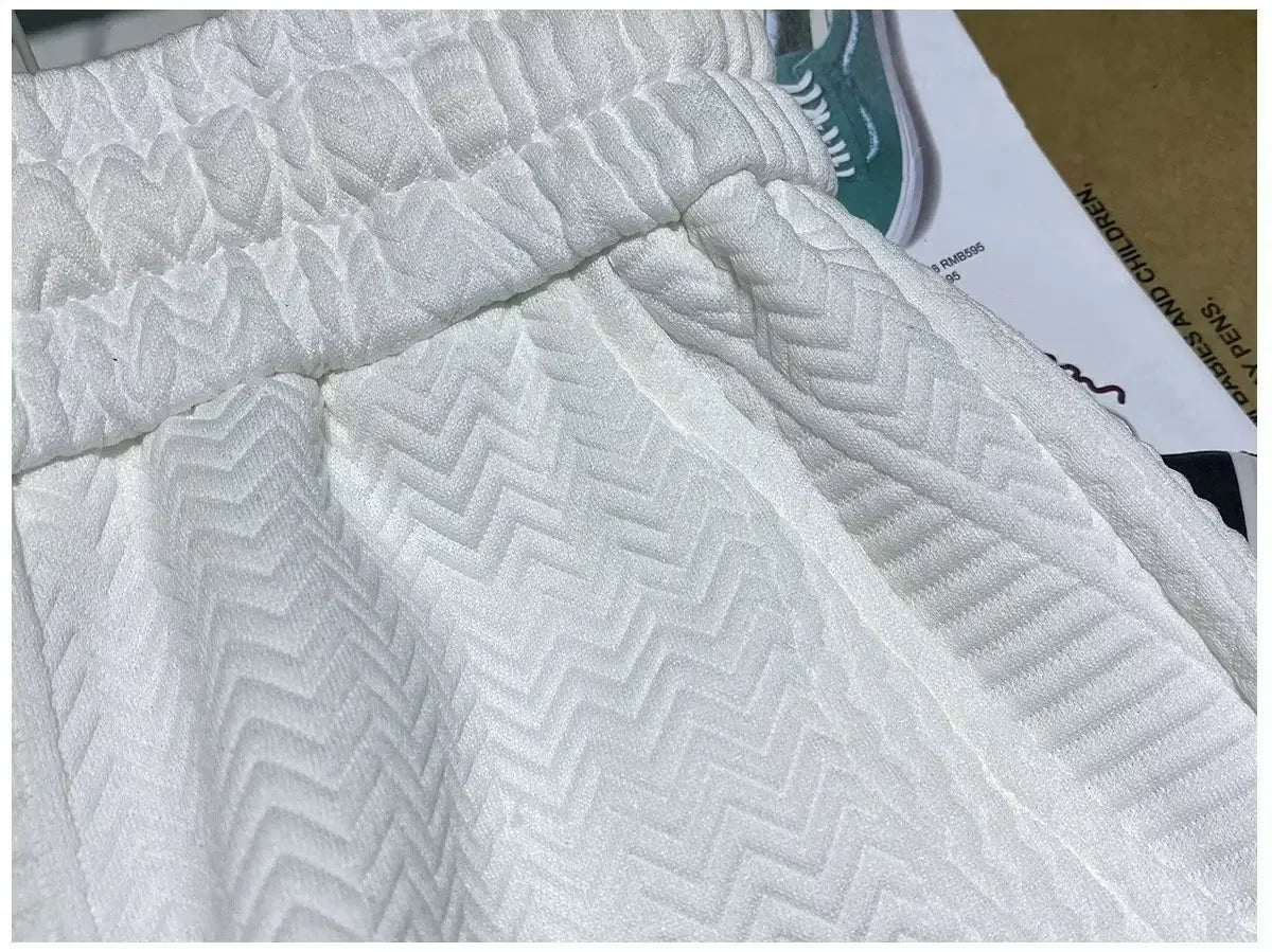 Men's shorts four seasons Running Short for Men Casual Jogging Short Pants Wave Pattern Solid Color Drawstring man Sports Shorts