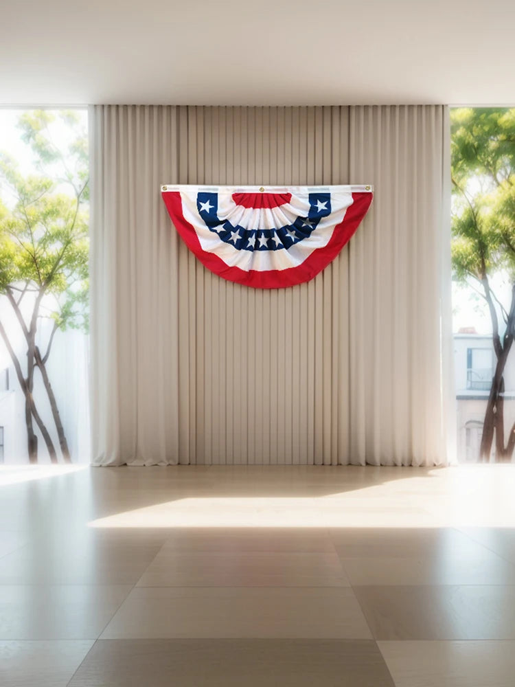 USA Flags Pleated Fan Flag 4th of July Memorial Independence Day Decor American Flags Bunting Fourth Of July Decorations Outdoor