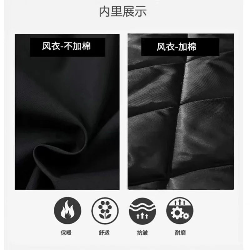 Men's Coat  Hooded New Two Pieces Korean Style Windbreaker spring  autumn Mid-Length