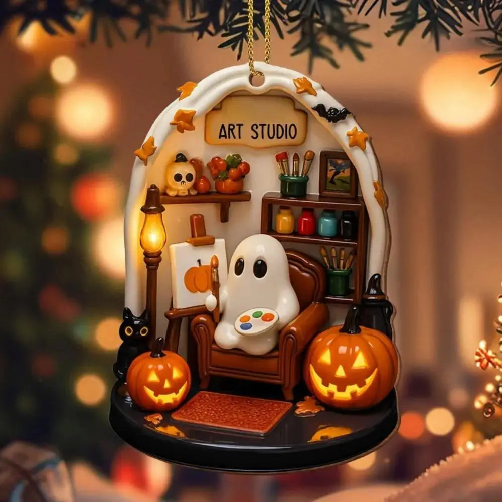 Adorable Halloween Decorations Ghost Scene Decor Spooky Halloween Ghost Ornaments for Indoor Home Decor Acrylic for Reading