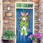 Easter Bunny Wreath Spring Decorations Easter Wreath Front Door Wall Window Decor Handmade Rabbit Flower Garland Home Decoration