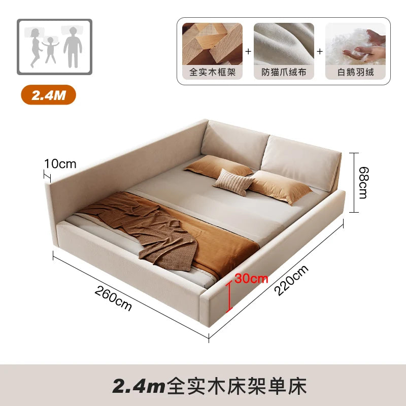 Bedroom Aesthetic Bed Modern Luxury Frame Rail Multifunctional Bed King Size Headboard Camarotes Para Dormitorio Furnitures