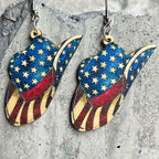 New American Independence Day Earrings July 4th Festival Decoration Western Cowboy Sun Flower Boots Cowhead Hat Wooden Ear Rings