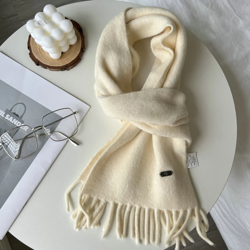 Women New Scarf Autumn Winter Pure Color Scarve Femme Knitted Fashion Shawl Unisex For Women