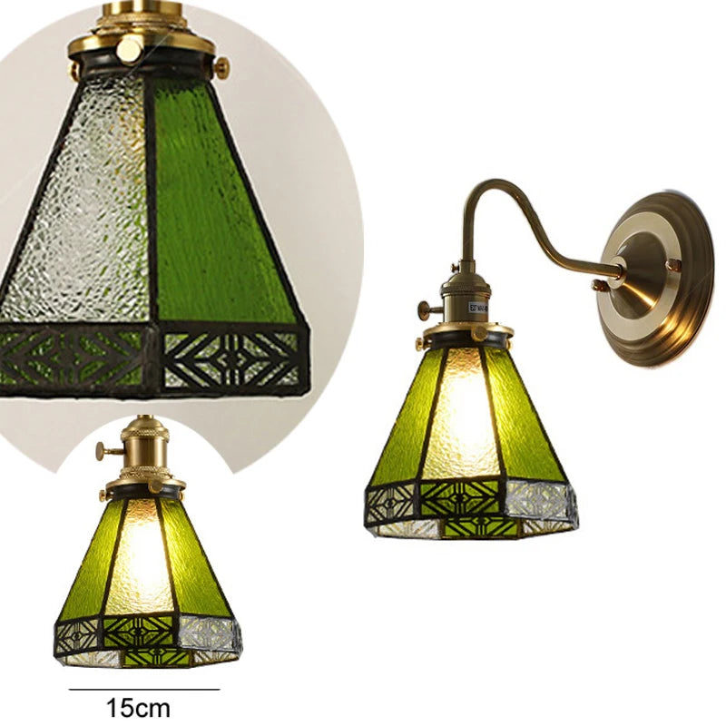 Bedroom headboard Tiffany living room background wall light light luxury Nordic American retro corridor corridor all copper wall