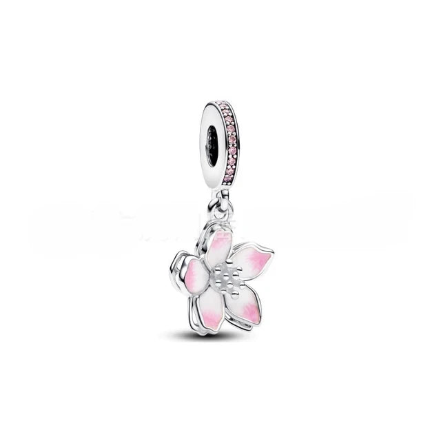Valentine's Day 925 Silver Love Heart Flower Charm Mother Balloon Mom Bead Lock You Dangle Fit Original Bracelet Jewelry Pendant