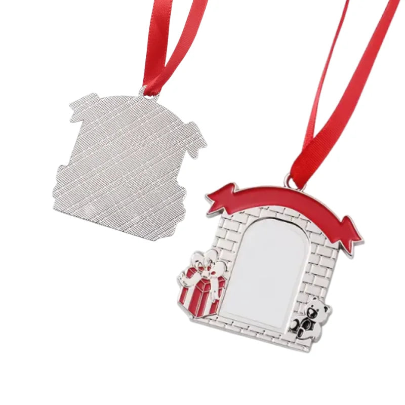 Personalised picture Christmas pendant sublimation DIY gift, classic hanging ornament with red ribbon, personalised gift.