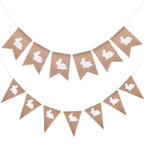 Easter Cute Rabbit Jute Banner Garland Burlap Linen Flag 2025 Happy Easter Party Home Wall Hanging Decoration Supplies Kids Gift