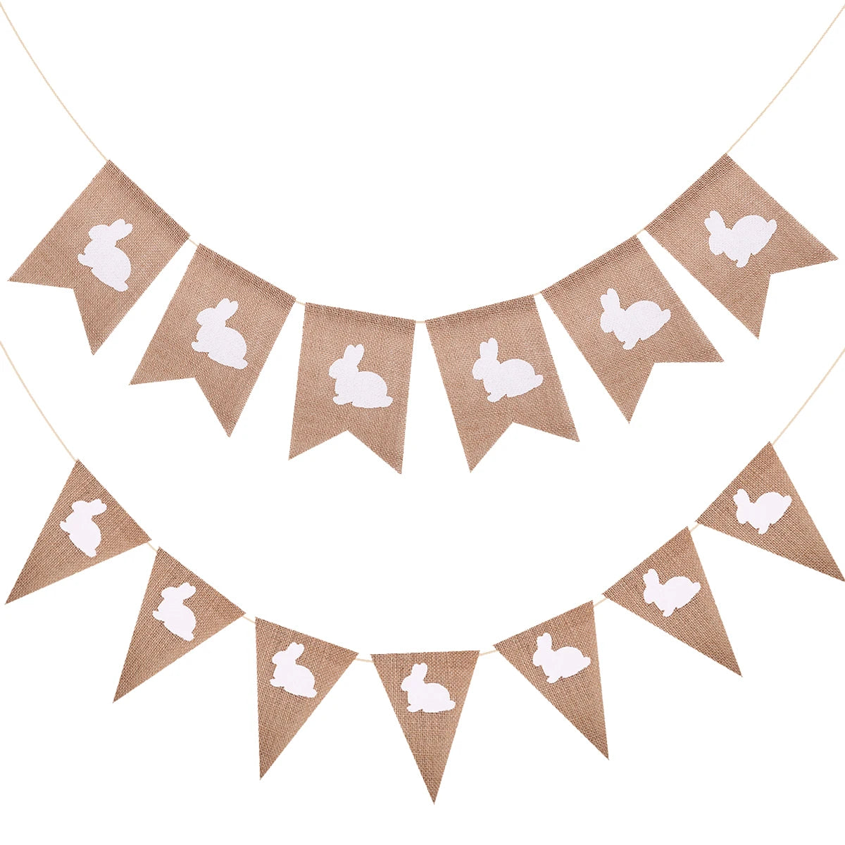Easter Cute Rabbit Jute Banner Garland Burlap Linen Flag 2025 Happy Easter Party Home Wall Hanging Decoration Supplies Kids Gift