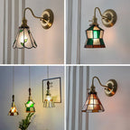 Bedroom headboard Tiffany living room background wall light light luxury Nordic American retro corridor corridor all copper wall