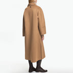 Women's Woolen Coats Vintage Belt Long Coats Casual Loose Solid Lapel Woolen Coat Female Winter Elegant Chic Street Outwear