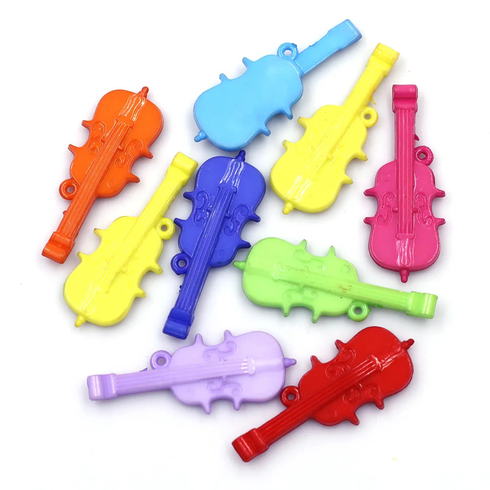 Pendants Guitar Musical Acrylic Mixed Colorful For Charms Necklace Jewelry DIY Making Finding 55x22mm