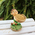 Garden Statues For Outside Resin Figurines Bird Feeder Statue Garden Decor Cartoon Sculpture Cute Lawn Ornaments Feeding Station