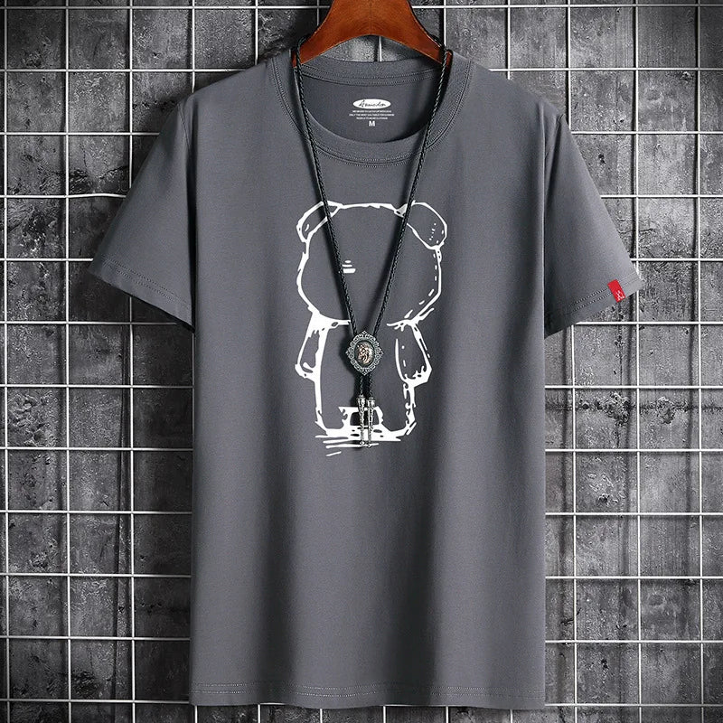 T Shirt for Men Men's Clothing Fitness White O Neck Anime Man T-shirt For Male Oversized Tops New Men T-shirts Goth Punk