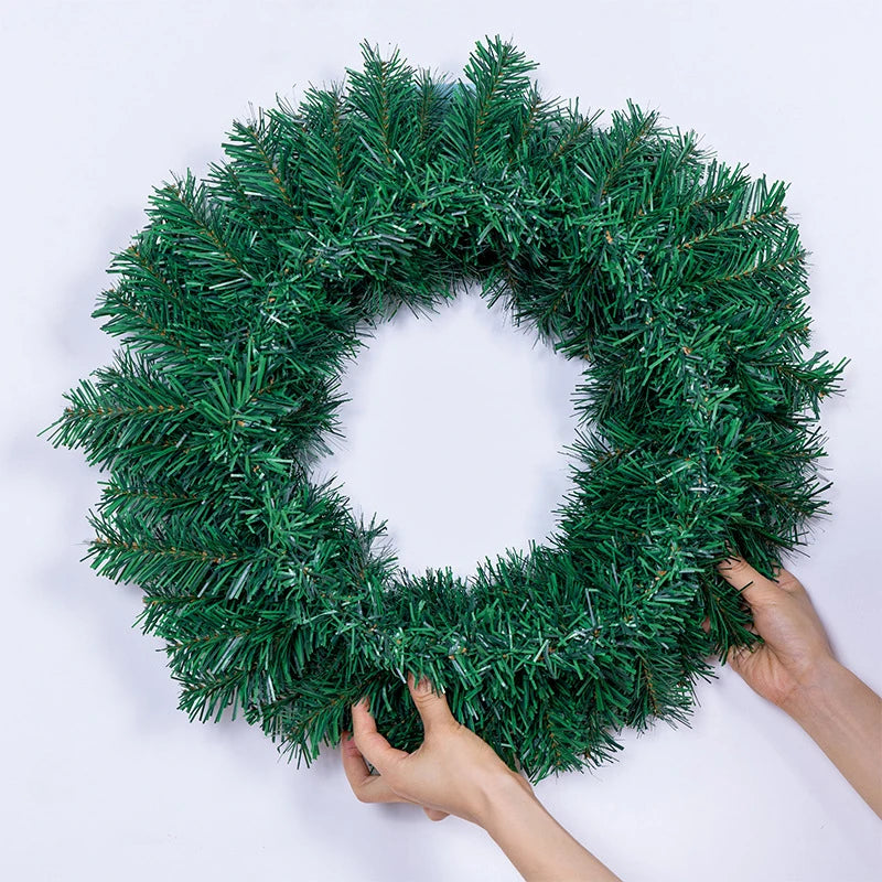 30/40cm Artificial Green Wreath PVC Wall Wreaths Seasonal Home The Wreath Christmas Ribbon Wreath Front Door Fall Wreaths