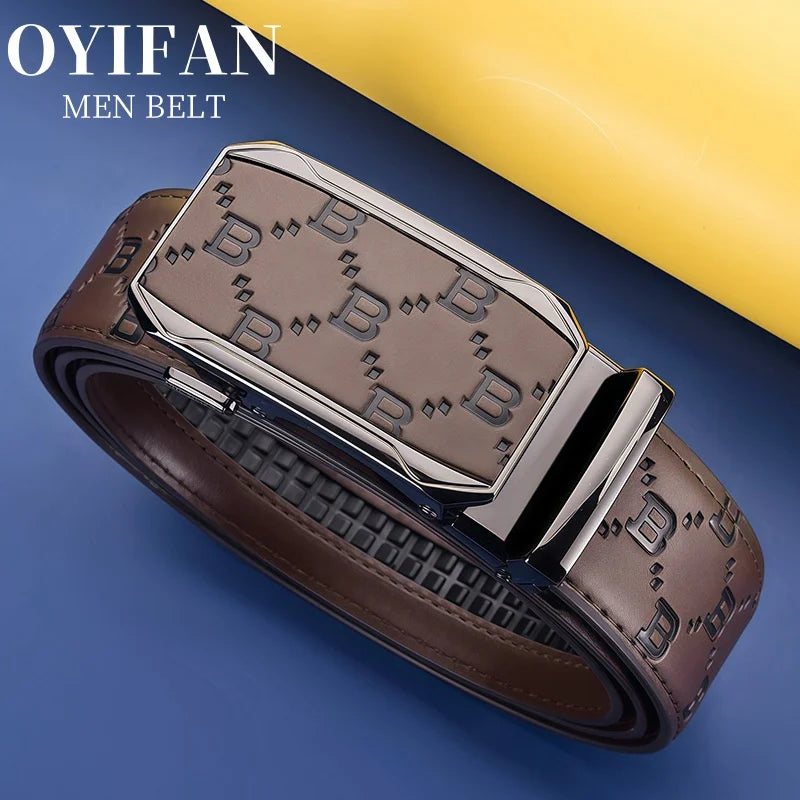 Fashion Designer Belt Men Automatic Buckle Belt Genuine Leather Belt Personalised Printed Strap Casual Business Men's Belt