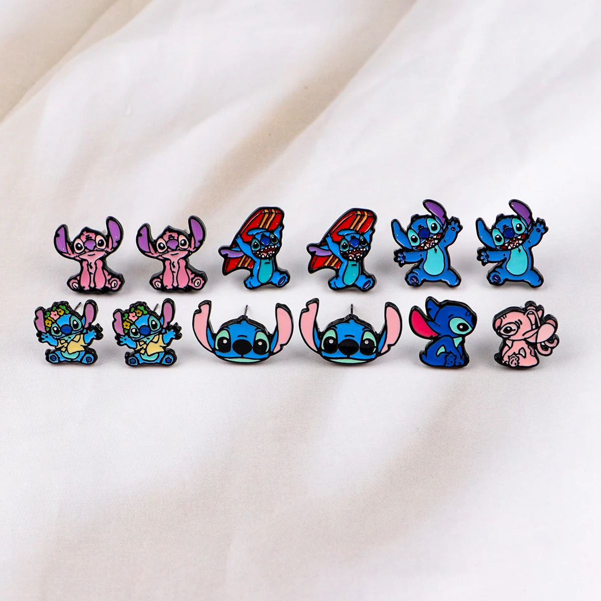 Cute Stitch Stud Earrings for Women Piercing Women's Stainless Steel Jewelry Fashion Accessories Gift for Girl