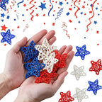 5/10Pcs 4th of July Star Shaped Rattan Balls Decoration Red Blue White Star Wicker Ball for 2023 Independence Day Home DIY Decor