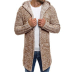 Men Jackets 2022 Spring Autumn New Mens Casual Sweater Snowflake Hooded Medium Long Knitted Cardigan Mens Outerwear Coats