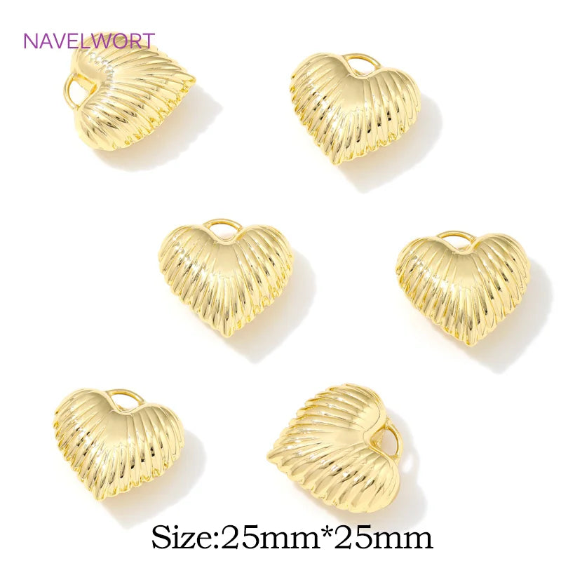 Pendants For Jewelry 18K Gold Plated Brass Heart Charms Pendants For Fashion Necklace Making Supplies DIY Jewelry Accessories