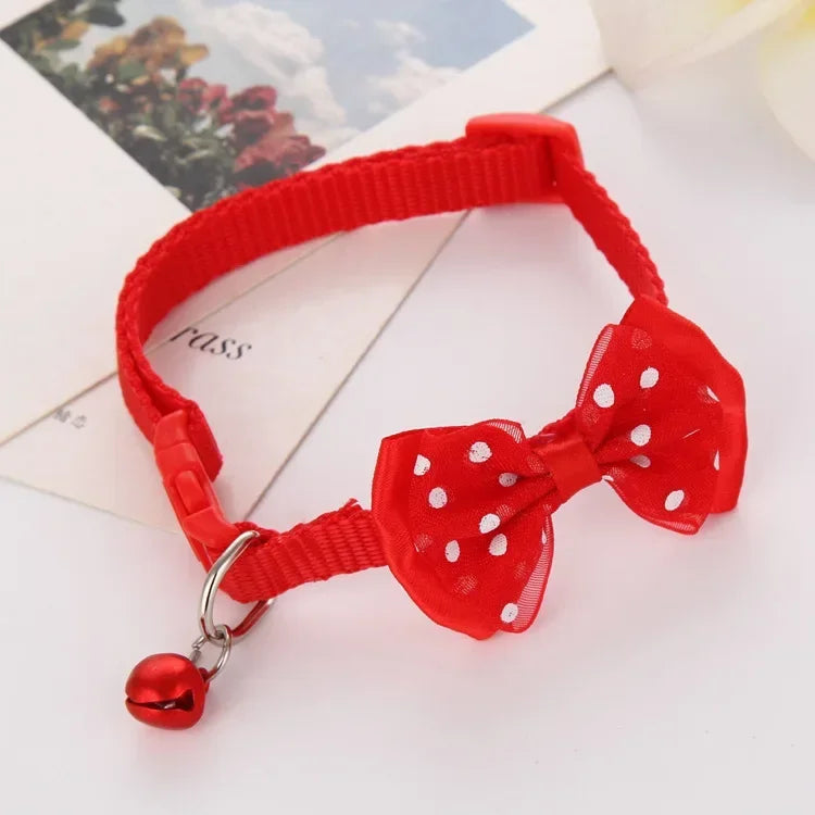 Pet Collar Adjustable Durable Cat Collars Cute Bow Kitten Necklace Soft Bell Puppy Lead Pet Product Dog Supplies Cat Accessories