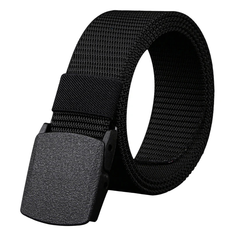 Men Belts Fashion Unisex Jeans Belts Adjustable Belt Men Outdoor Travel Hunting Waist Belt Automatic Plastic Buckle for Pants