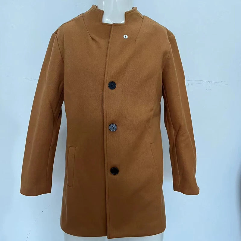 Men's Windbreaker Coats Business Casual Wool Blends Jackets Men Autumn Winter Fashion Stand Collar Vintage Outwear Man Clothing