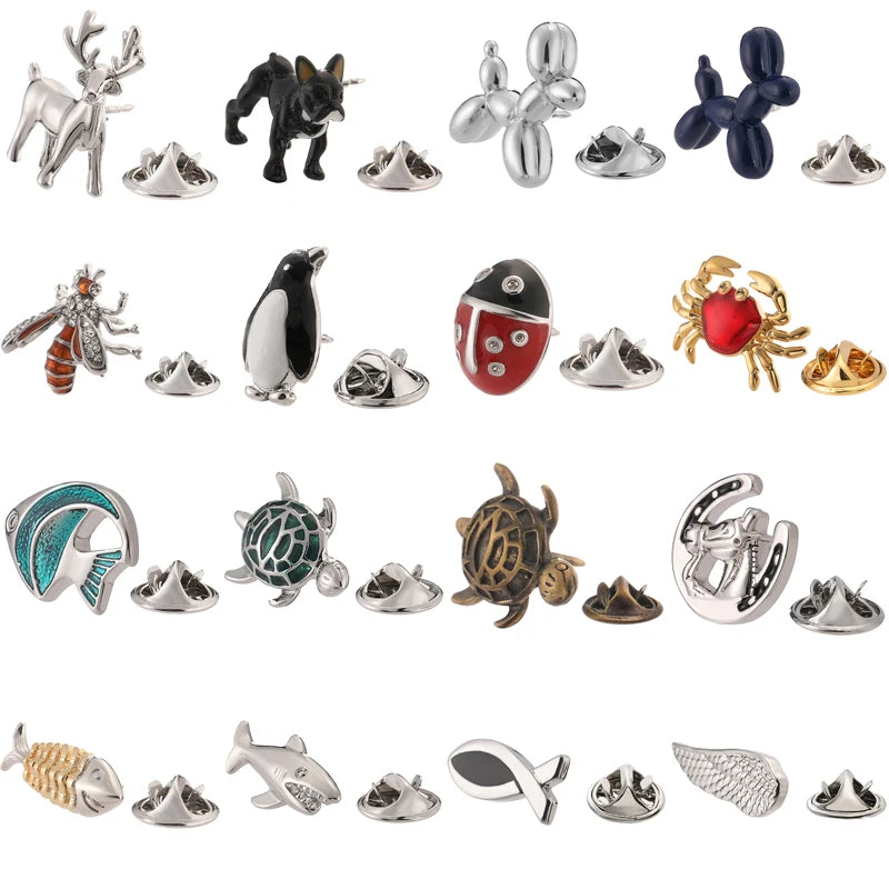 High quality men's and women's brooches cute animals dogs horses turtles lapels pins hats scarves badge accessories jewelry gift