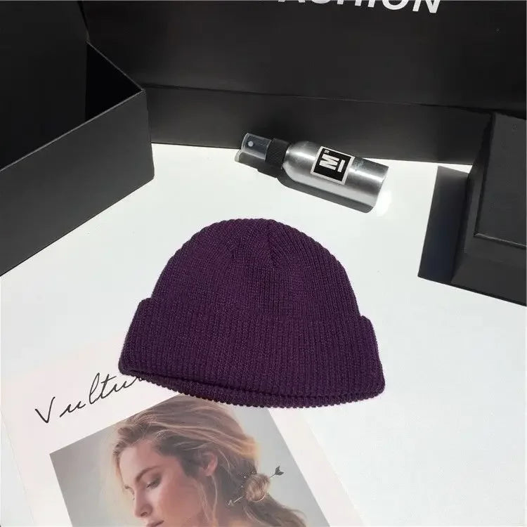 Beanies Women Solid Simple Winter Warm Cotton Knitted Womens Skullies All-match Trendy New Harajuku Chic Students Leisure Hats