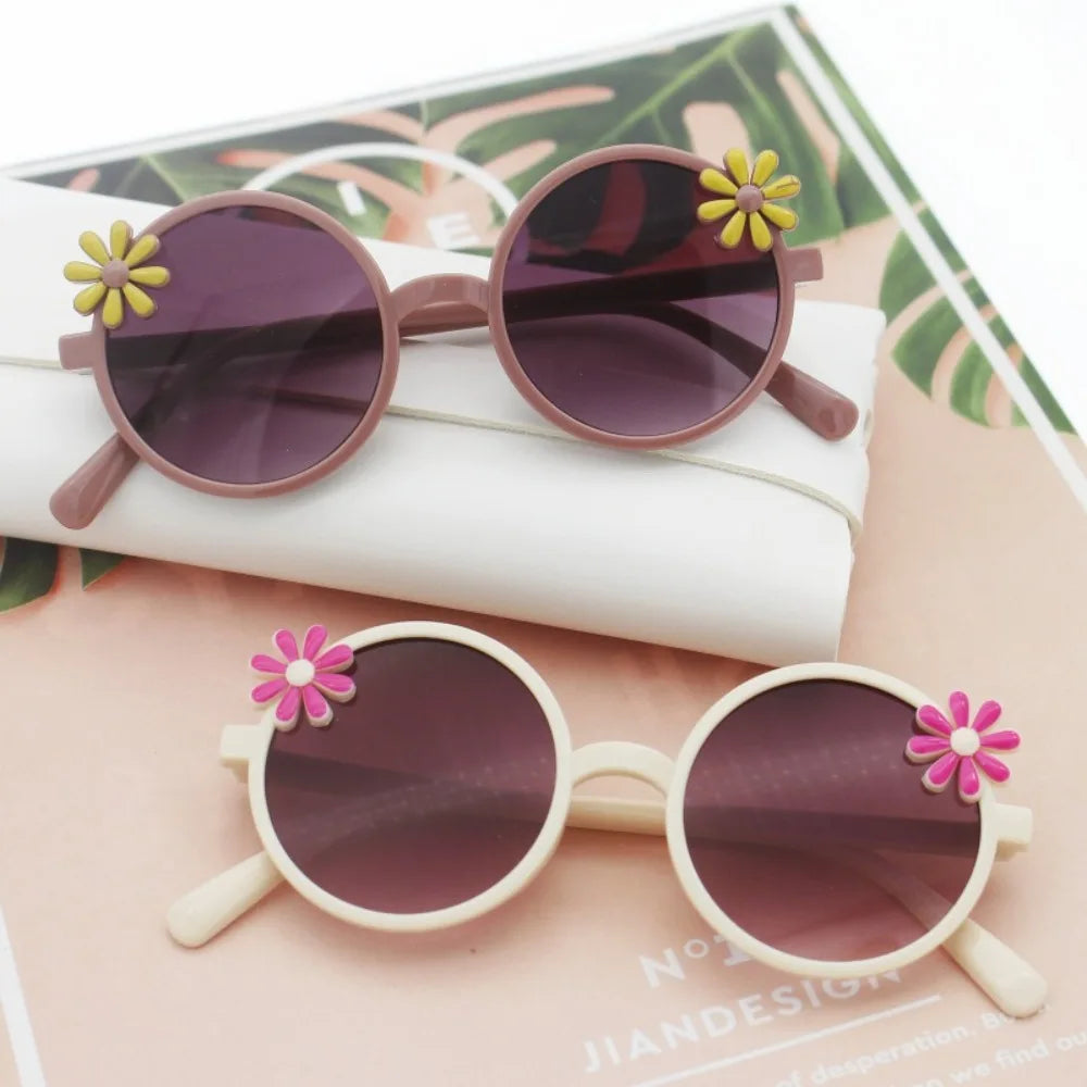 Shades Flower Sunglasses Anti Radiation Glass Kid Sunglasses Blocking Sunglasses Round Frame Sun Protection Children Eyeglass