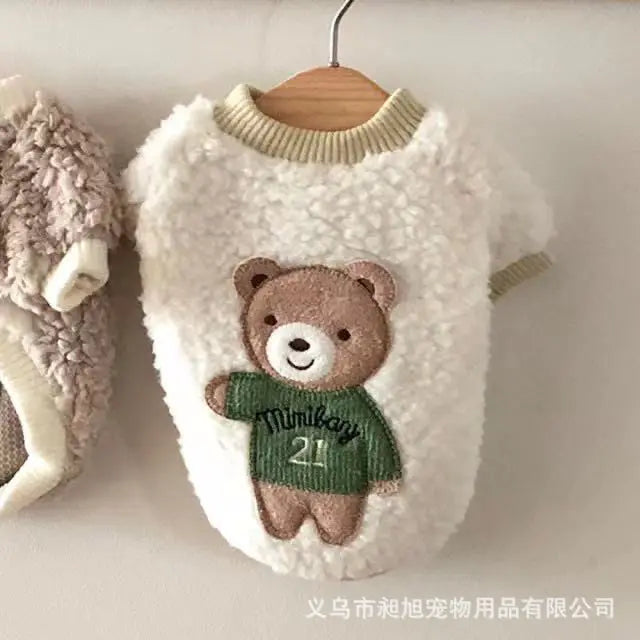 Pet Hoodies Plush Embroidered Hoodies Teddy Autumn and Winter Clothing Trendy Brand Two Leg Clothes Cat Pet Velvet Clothes