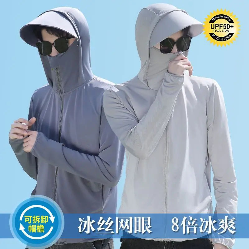 Summer Sun Protection Skin Coats Men Ultra-Light Sportswear breathable UV-proof Hooded Outwear Loose-fit Casual Fishing Jackets