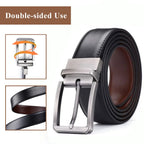 Genuine Leather Belt Double sided belt Men Belt Laser engraving Luxury Strap Male New Fashion Retro pin buckle High Quality