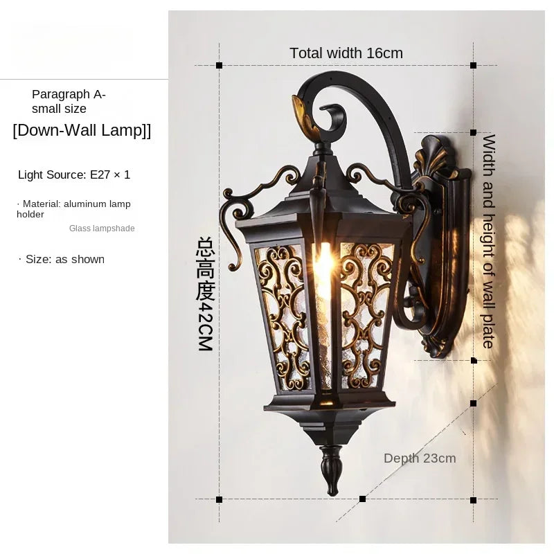 Outdoor wall light waterproof European style outdoor garden super bright home villa gate balcony exterior
