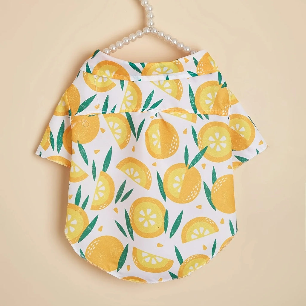 name-branded clothes Pet clothes, dog and cat shirts, lightweight, breathable, comfortable, orange pattern, simple, generous, fresh and cute, suitabl