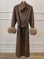 Wool Coat Women 2025 New Autumn Winter Real Fox Fur Jacket Female Natural Fur Long Woolen Coat Warm Real Fur Cashmere  Clothing