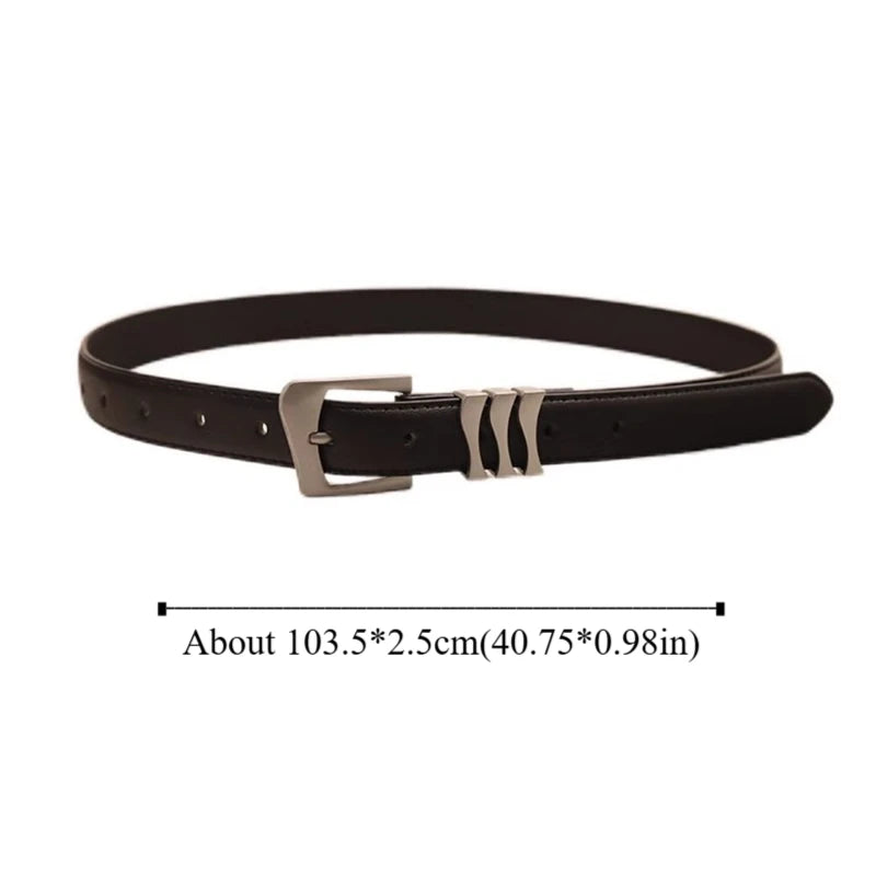 Ins Designer Women's Belt Luxury PU Leather Metal Buckle Waist Belt Casual Red Black White Dress Jeans Belt Female