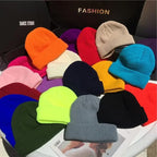 Beanies Women Solid Simple Winter Warm Cotton Knitted Womens Skullies All-match Trendy New Harajuku Chic Students Leisure Hats