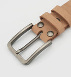 Leather Belt for Men Made From Genuine Whole Cowhide, Trimmed Edge Belt, Cowhide in Natural Color, Casual and Retro Style,