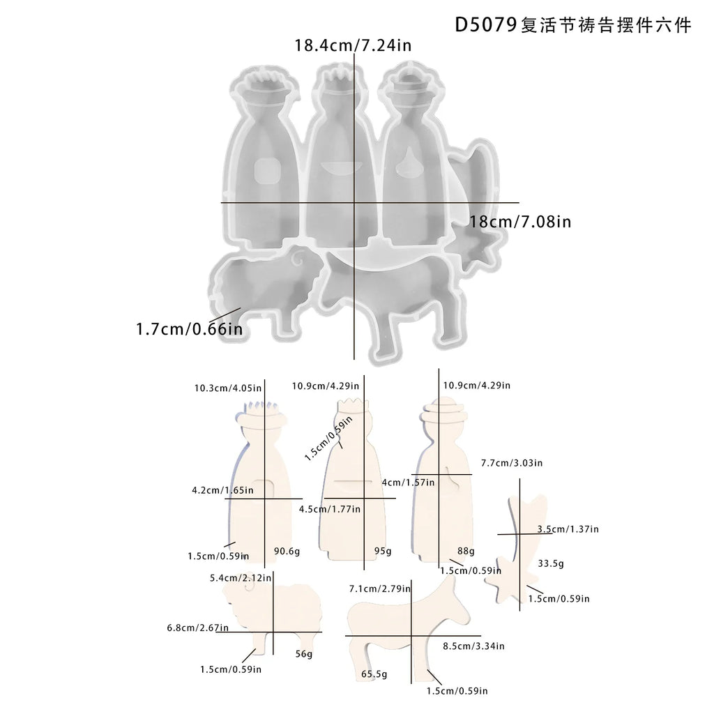 Easter Prayer Activities Ornament Silicone Mold DIY Human Sheep Holy Fire Cement Gypsum Plaster Mould Craft Art Epoxy Resin Mold