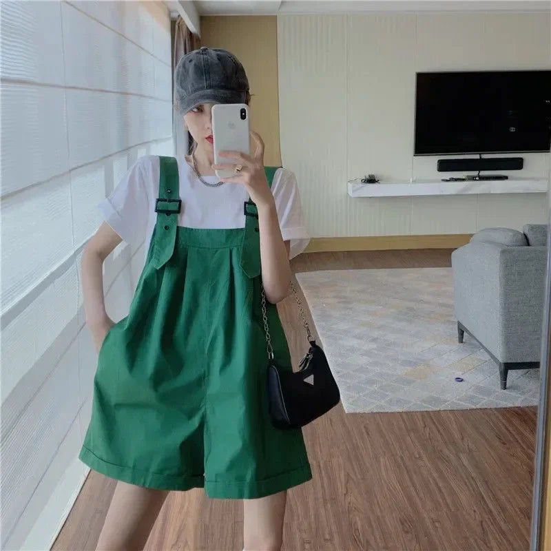 Summer Overalls Jumpsuits For Women Casual Adjustable Strap Loose Sweet Chic Kawaii Streetwear Shorts Rompers Playsuits Outfits